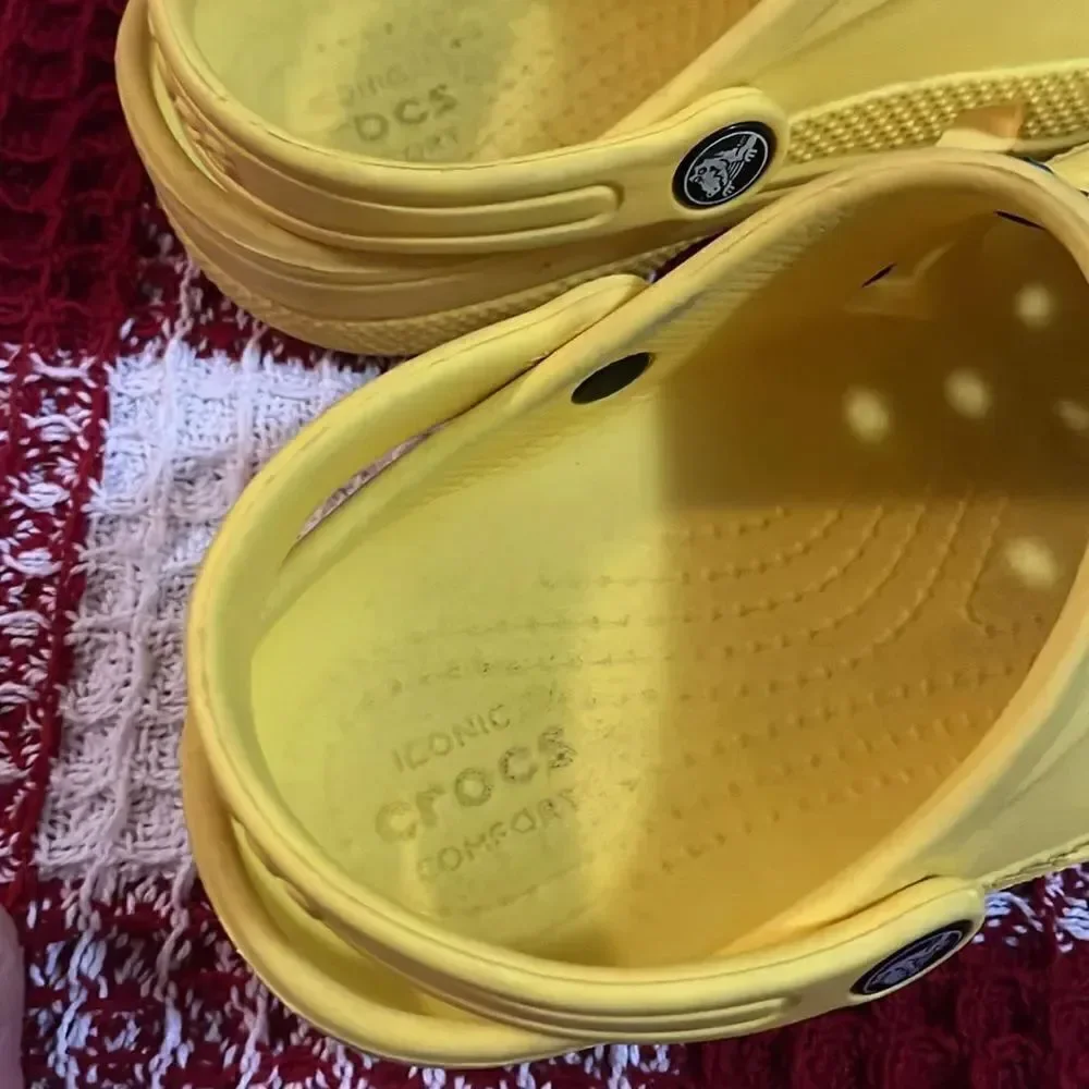 Yellow Kids Clogs with Dinosaur Charms